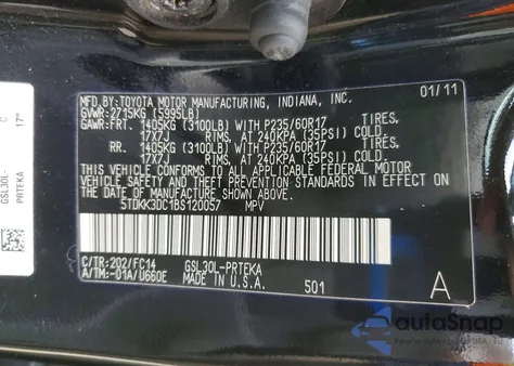 2011 Toyota Sienna Le из США, поврежденный, VIN 5TDKK3DC1BS120057